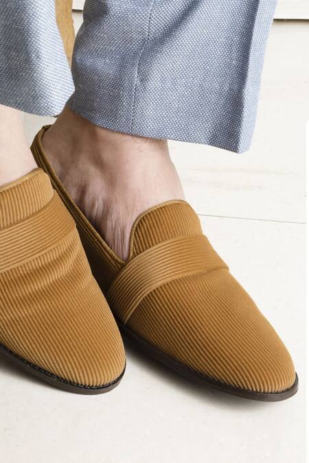 Shop Coral Haze Brown Varane Corduroy Loafers at Aza Fashions Shop_Coral Haze_Brown Varane Corduroy Loafers _at_Aza_Fashions