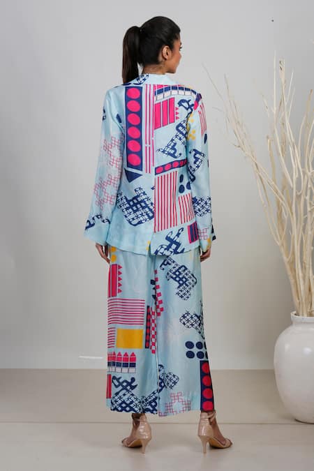 Garo Geometric & Abstract Pattern Jacket & Pant Set 