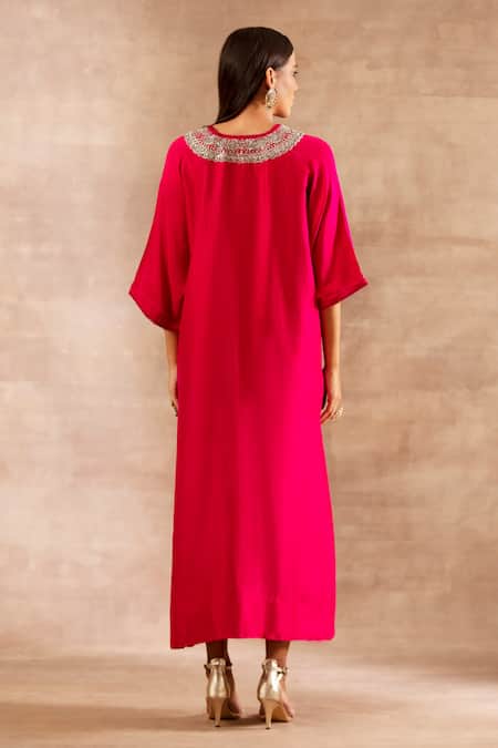 Jayanti Reddy Silk Zardozi Embroidered Yoke Kaftan 