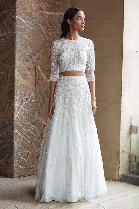 Nadine Dhody Floral Sequin Embroidered Lehenga Set 