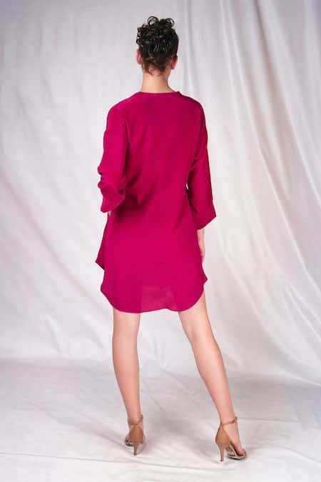 Seesa Mandarin Collar Yoke Embroidered Dress 