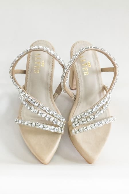 Shop The Alter Beige Rhinestones Kiara Embellished Heels at Aza Fashions Shop_The Alter_Beige Rhinestones Kiara Embellished Heels _at_Aza_Fashions