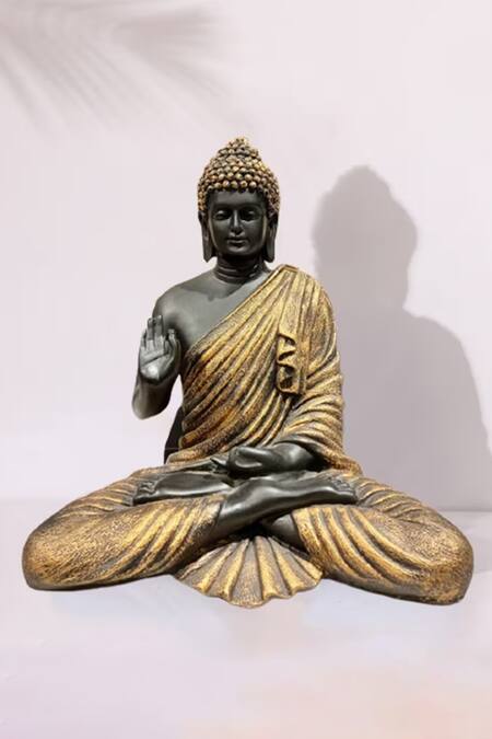 Shop Order Happiness Black Polyresin Antique Buddha Sculpture at Aza Fashions Shop_Order Happiness_Black Polyresin Antique Buddha Sculpture_at_Aza_Fashions