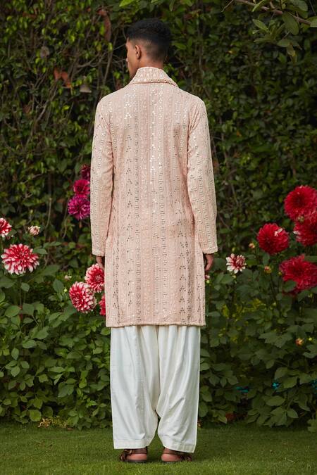 Shop Bohame Pink Georgette, Cotton, Silk Embroidery, Mirrors Mahira And Chikankari Kurta Set at Aza Fashions Shop_Bohame_Pink Georgette, Cotton, Silk Embroidery, Mirrors Mahira And Chikankari Kurta Set_at_Aza_Fashions