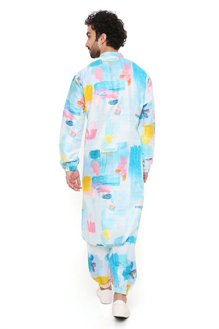 PS Men By Payal Singhal Painterly Print Kurta & Joggers Set  