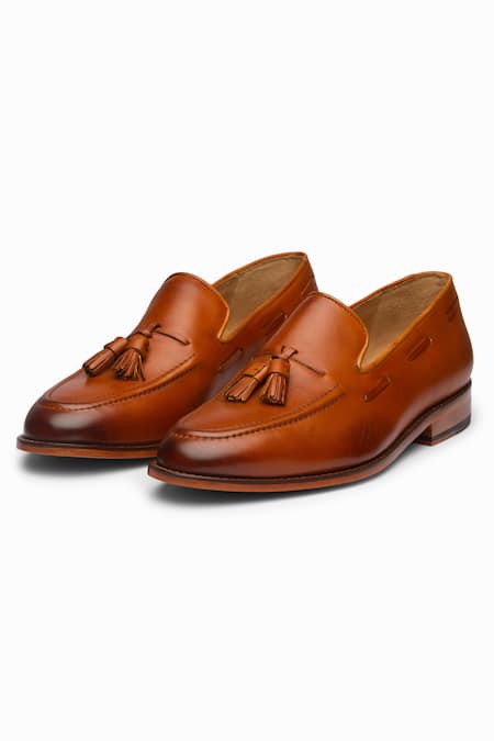 Shop_Dapper Shoes_Brown Leather Tassel Loafers _at_Aza_Fashions