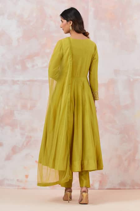 Basanti - Kapde Aur Koffee Cotton Silk Anarkali Pant Set 