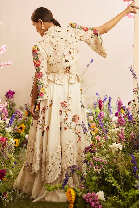 Chandrima Floral Bead Embroidered Bolero Jacket 