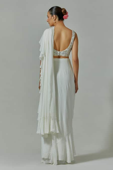 House Of TA-YA Handcrafted & Pre-Stitched Saree With Blouse 