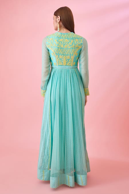 Shyam Narayan Prasad Floral Patchwork Embroidered Anarkali Set 