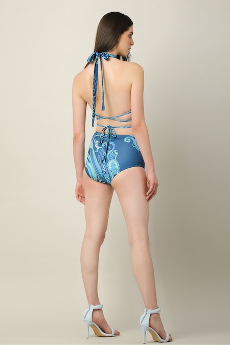 Halterneck Floral Print One-piece Swimsuit And Dress High Waist