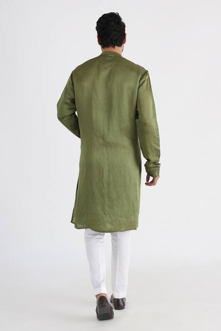 Shop Smriti By Anju Agarwal Green Silk, Cotton Beads Hand Embroidered Kurta Set at Aza Fashions Shop_Smriti By Anju Agarwal_Green Silk, Cotton Beads Hand Embroidered Kurta Set _at_Aza_Fashions