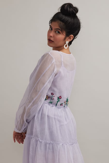 Pallavi Kandoi Placed Floral Embroidered Short Dress 