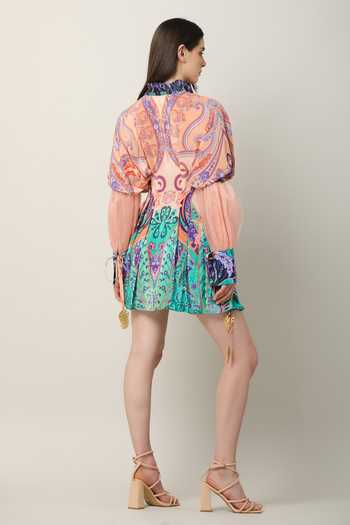 Limerick By Abirr N' Nanki Abstract Floral Pattern Draped Dress 