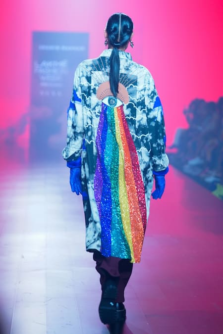 Shahin Mannan Clouds & Rainbow Pattern Dress 