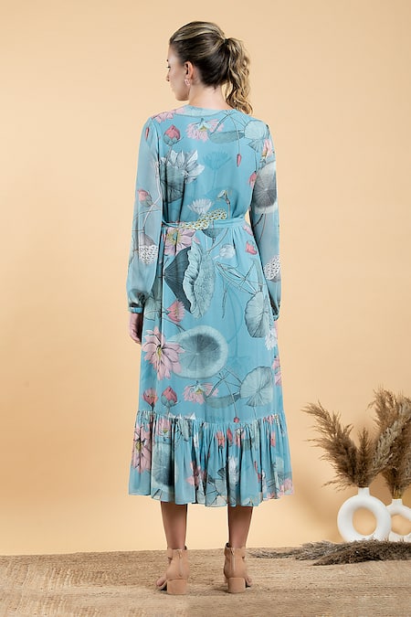 Divi By Sonal Khandelwal Nelumbo Printed Frill Hem Dress 