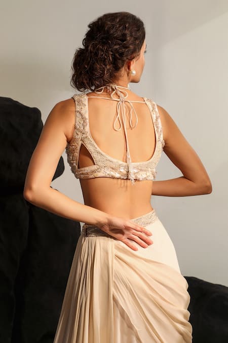 Jade By Ashima Maribelle Hand Embroidered Shrug & Draped Skirt Set 