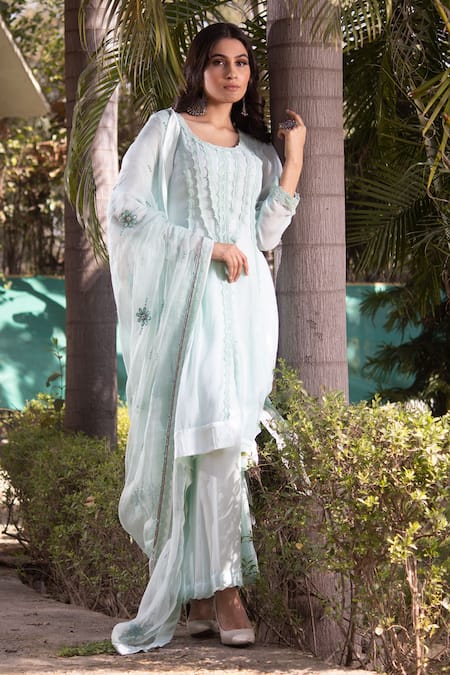 House Of Mithi Kalra Embroidered Kurta Sharara Set 