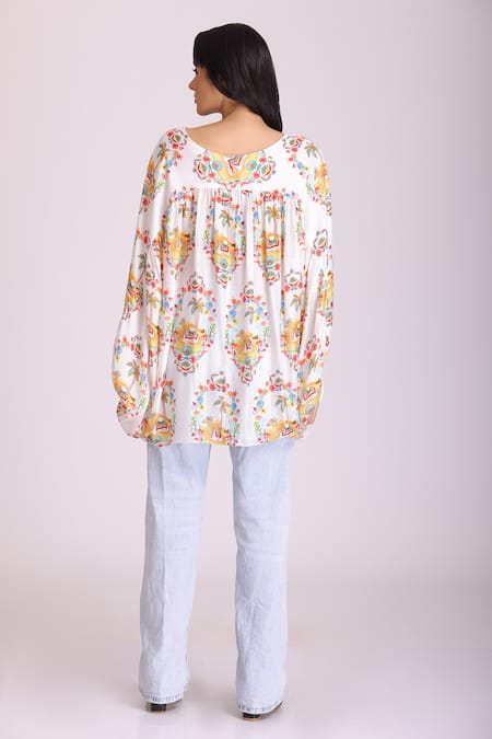 Alpona Designs By Soham Acharya Camel Print Top 