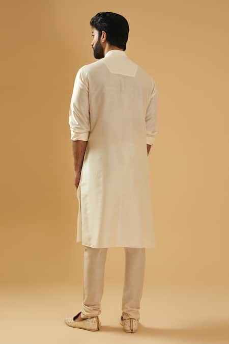 Raghavendra Rathore Blue Band Collar Straight Kurta 
