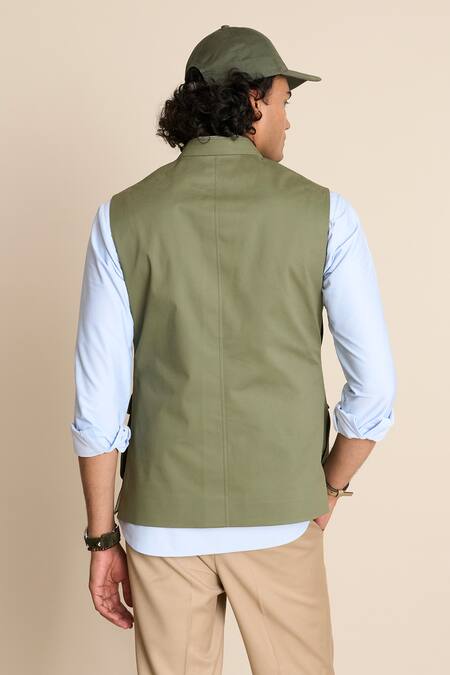 Gargee Designers Green Cotton Button Front Bundi 