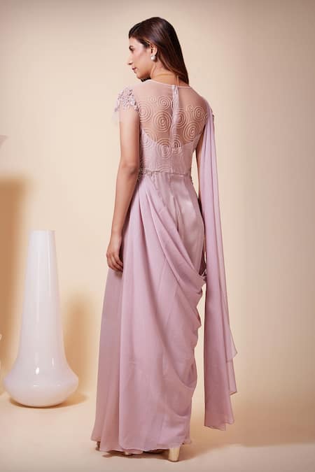Saaj By Ankita Floral Embroidered Draped Gown 