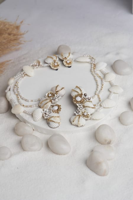 Shop Torque By Merge Multi Color Mirrors, Stones Shell Embellished Choker Set at Aza Fashions Shop_Torque By Merge_Multi Color Mirrors, Stones Shell Embellished Choker Set _at_Aza_Fashions