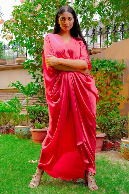 Omana By Ranjana Bothra Knotty Cowl Draped Kaftan 