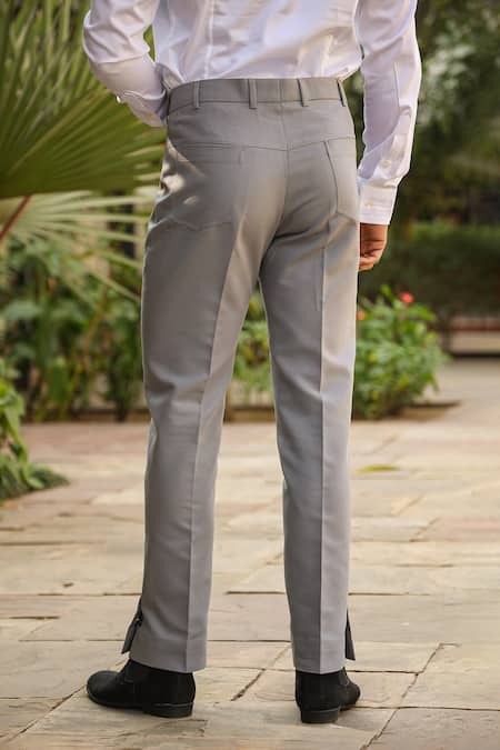 Shop_Raw & Rustic By Niti Bothra_Grey Cotton Handcrafted Jeans _at_Aza_Fashions