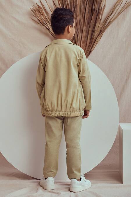 Shop The Right Cut Green Linen, Cotton Finley Shirt Jacket And Pant Set at Aza Fashions Shop_The Right Cut_Green Linen, Cotton Finley Shirt Jacket And Pant Set_at_Aza_Fashions