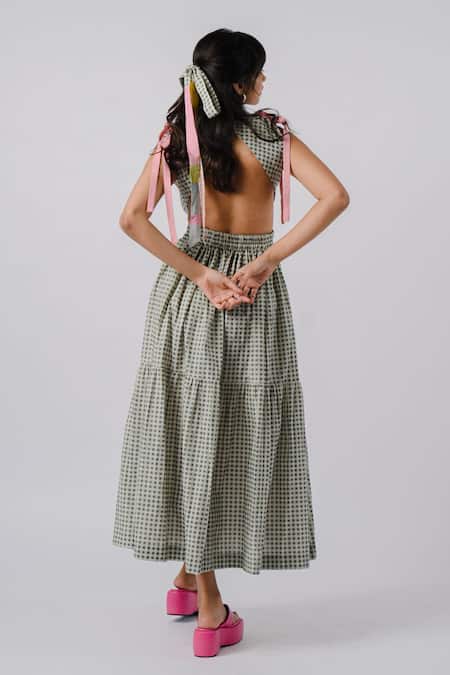 Shop Tussah By Siddhi Shah Black Cotton Round Neck Tiered Dress at Aza Fashions Shop_Tussah By Siddhi Shah_Black Cotton Round Neck Tiered Dress _at_Aza_Fashions