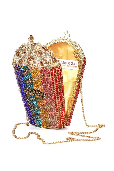 Shop Crystal Craft Multi Color Embellished Peppy Popcorn Crystal Clutch at Aza Fashions Shop_Crystal Craft_Multi Color Embellished Peppy Popcorn Crystal Clutch_at_Aza_Fashions