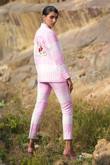 Neiza By Neeti Seth Checkered Cashmere Wool Jacket 