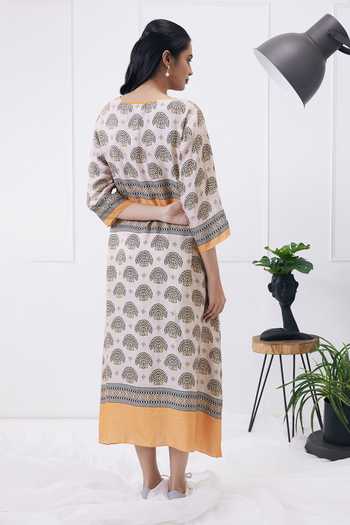 Soup By Sougat Paul Floral Print Satin Boxy Maxi Dress 