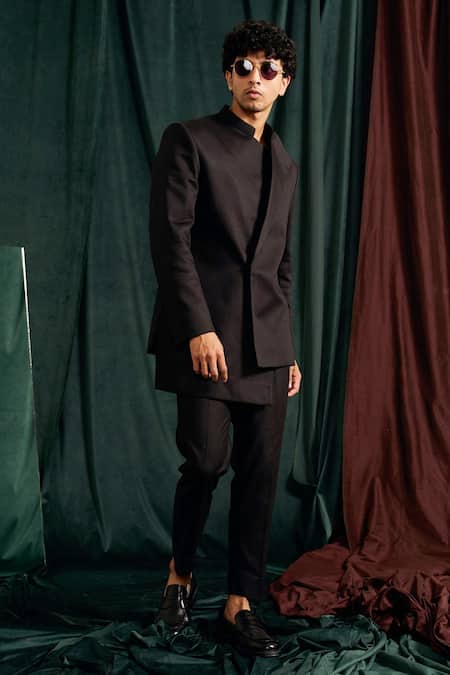 Project Bandi Giza Cotton Solid Bandhgala Set 