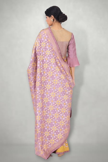 I Am Design Ombre Ikat Print Silk Saree 