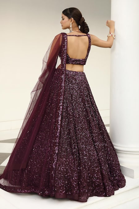 Miku Kumar All Over Sequin Hand Embroidered Bridal Lehenga Set 