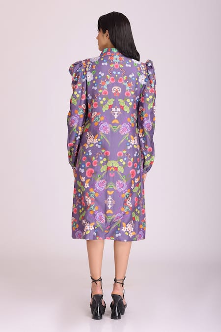 Alpona Designs By Soham Acharya Puff Sleeve Jacket Dress 