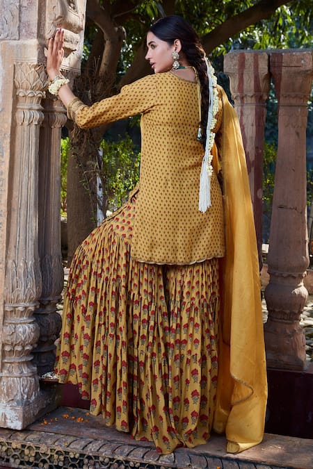 Kritika Dawar Floral Print Silk Mulmul Kurta Gharara Set 