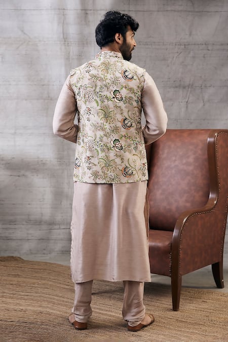 Soup By Sougat Paul Floral Embroidered Bundi & Kurta Set