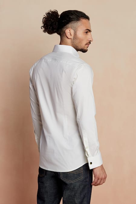 Seven Arcade Cotton Satin Cuff Sleeve Shirt 