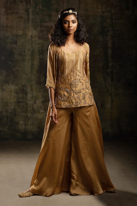 Mona And Vishu Scallop Border Embellished Jacket Kurta Set 