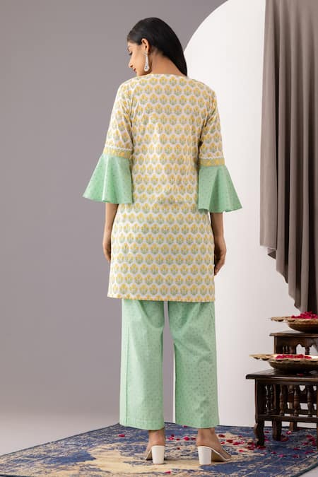 Abbaran Hand Block Print Kurta & Palazzo Set 