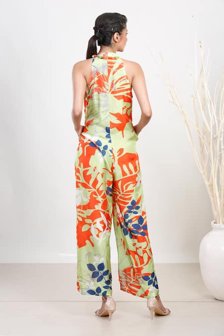 Garo Floral Pattern Halter Jumpsuit 