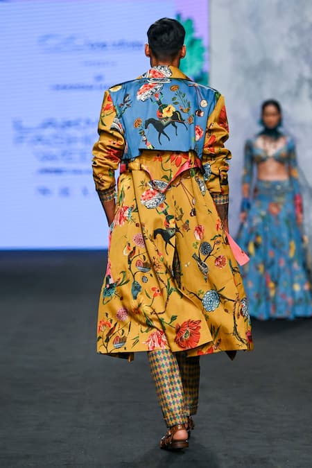 Shop Mahima Mahajan Multi Color Organza, Satin Diamonds Print Pant at Aza Fashions Shop_Mahima Mahajan_Multi Color Organza, Satin Diamonds Print Pant _at_Aza_Fashions