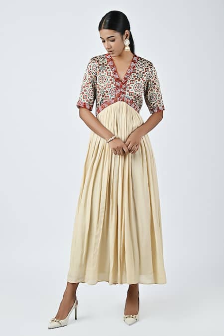 Sejal Kamdar Ajrakh Print Yoke Dress 