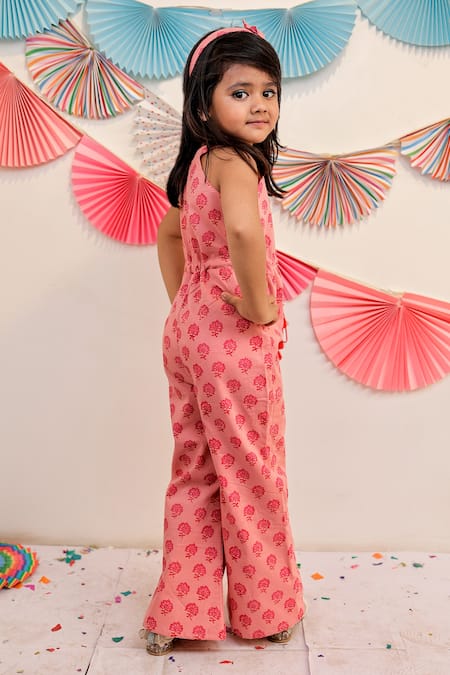 Shop Tiny Colour Pink Cotton Tassels Pretty Rose Jumpsuit at Aza Fashions Shop_Tiny Colour_Pink Cotton Tassels Pretty Rose Jumpsuit _at_Aza_Fashions