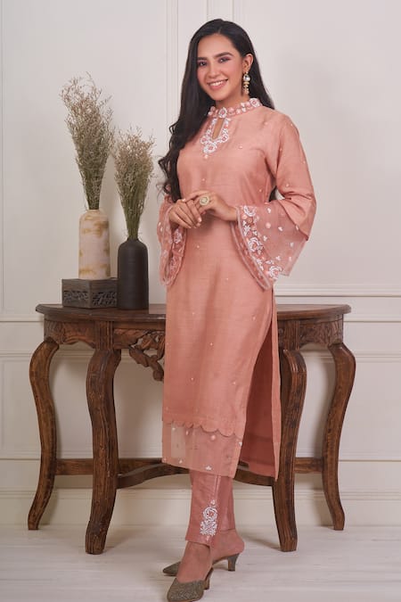 Geetika Jain Placement Rosette Embroidered Kurta Set 