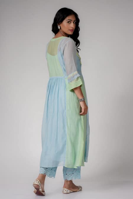 Label Mansi Nagdev Manahil Colorblock Anarkali & Palazzo Set 