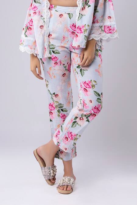 Tangerine Tiger Floral Print Straight Fit Pant 